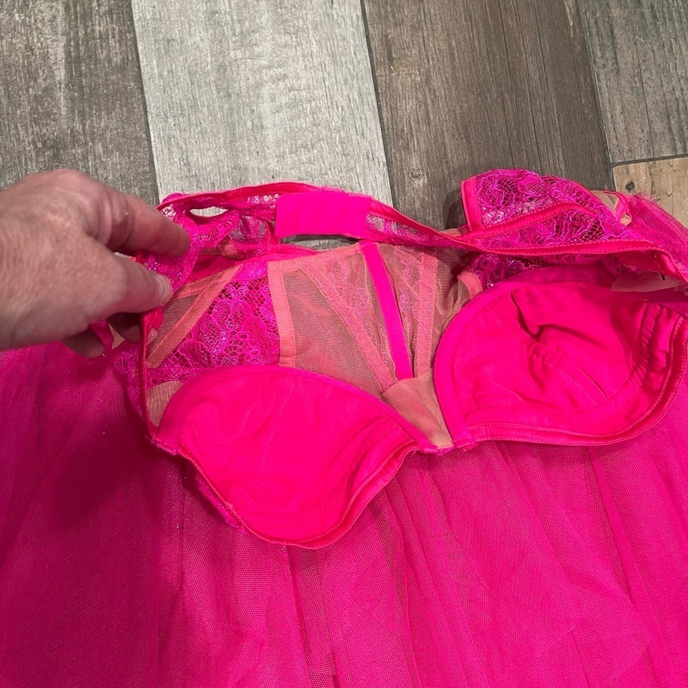 NWT For Love & Lemons Rosario Hot Pink Bustier Mini Tulle Dress Large dolls kill - Picture 8 of 13